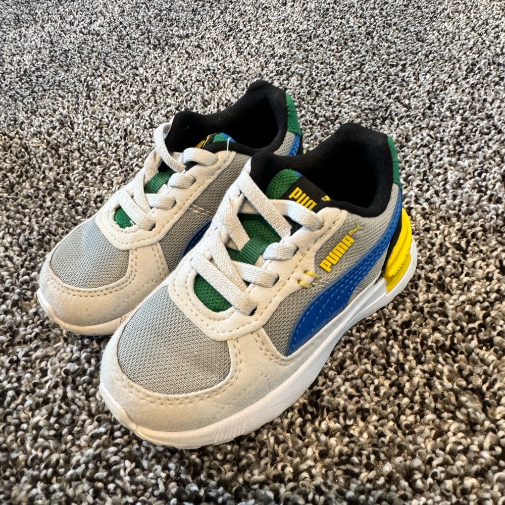 Puma Toddler Sneakers - Gray, Blue, and Yellow